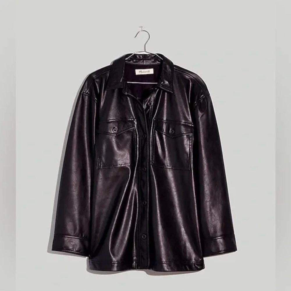 Madewell Faux Leather Oversized Shirt-Jacket